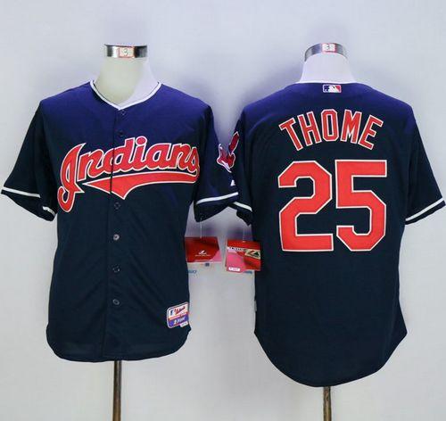 Indians #25 Jim Thome Navy Blue Cool Base Stitched MLB Jersey